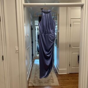 Veronica Beard Blue Asymmetrical Halter Gown